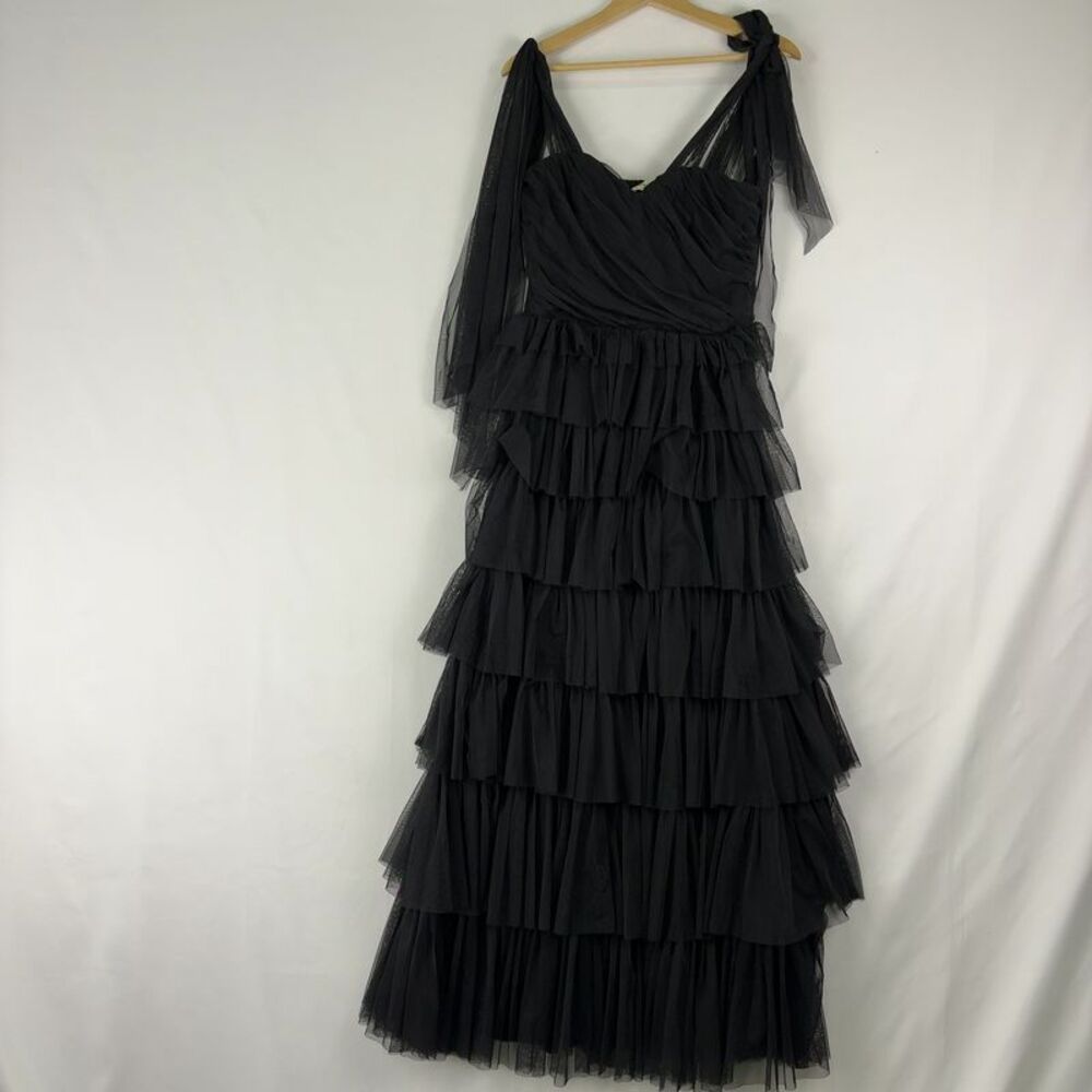 Lace & Beads Lace & Beads Bridesmaid tulle tiered bow shoulder detailing dress